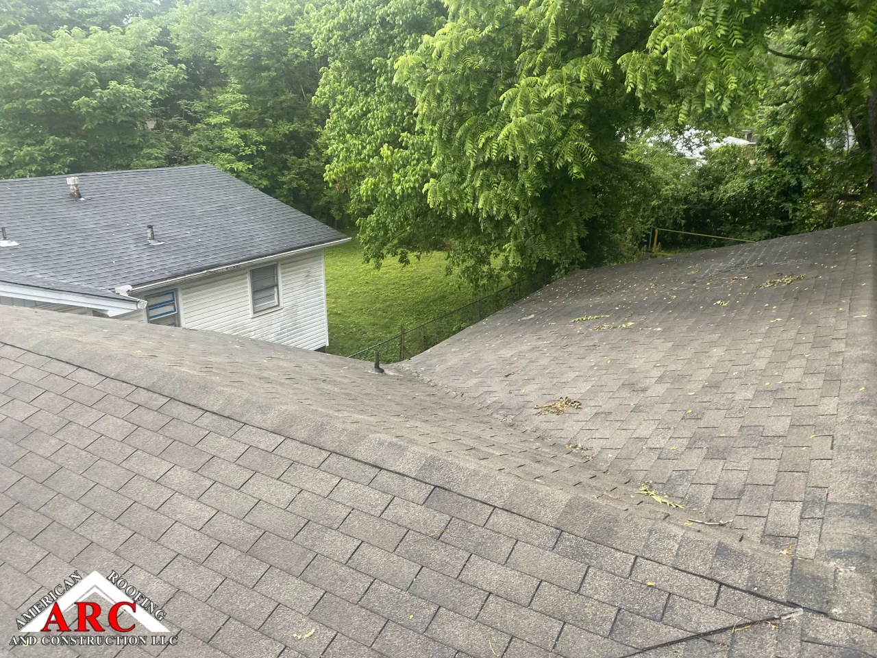 Before and after pictures on a little roof
